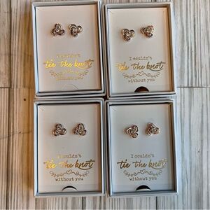 DHQH Jewelry Bridesmaid earrings, rose gold knots, set of four NWT gift
